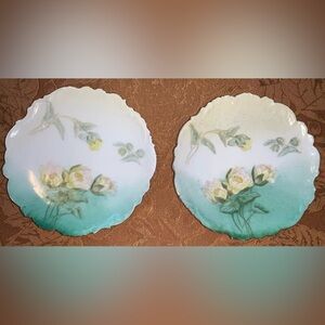 2 Decorative Small 6” Floral Handpainted Plates Bavarian‎ China Germany
